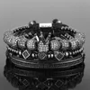 Link, Ketting 3 stks / set Mannen Armband Sieraden Crown Charms Macrame Kralen Armbanden voor Dames Pulseira Masculina Feminina