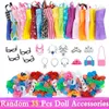 Random 1 Set Wholesale Doll Clothes Accessories Shoes Boots Hanger Mini Dress Handbags Glasses Dollhouse Kids Toy