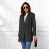 Giacca da donna con bottone singolo Manica lunga Cappotto nero da donna Cucitura con paillettes Giacca da donna slim Autunno Inverno 210513