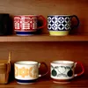 Mokken keramische hangende oorprinting koffie beker kan worden gestapeld creatieve mok Japanse retro ins paar ontbijtmelk