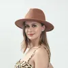 Zima Kapelusze Fedory Dla Kobiet Moda Płaskie Szerokie Brim Wełna Fild Jazz Mężczyźni Fishbon Goth Top Vintage Wedding Hat