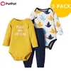 Arrival Autumn and Winter 3-pack Sweet Floral Baby's Sets Boy Girl Clothing 210528