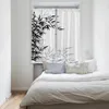 カーテンドレープ黒と白の竹の窓カーテン居間の寝室ブラインドキッチントリートメントパネル