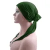 Muslim Women Turban Hair Loss Bonnet Head Scarf Headwear Cancer Hat Chemo Cap Cover Beanie Wrap Long Tail Skullies Solid Color
