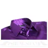 Chemises décontractées formelles violettes pour hommes Slim Fit Groom / Groomsmen Satin Dress Shirt S18 Men's