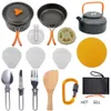 1 ensemble de casseroles et poêles d'extérieur, ustensiles de cuisine de Camping, batterie de cuisine de pique-nique, vaisselle antiadhésive avec cuillère pliante, couteau, planche à découper