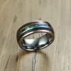 Volframkarbid med abalone skal och hawaiian koa trä tri-inlay män ring 8mm kupol form komfort passform bröllop band smycken