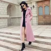Misturas de lã feminina 2022 outono inverno casaco de lã feminino coreano rosa caxemira trincheira moda feminina longo solto sobretudo feminino