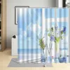 Traditional Greece Greek Design City Street Shower Curtain Flowers Window Bathroom Decor Waterproof Bath Curtains With Hooks 210609