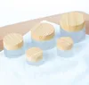 2022 new 5g Frosted Glass Cream Jars Bottle with Bamboo Wooden Plastic Lids DIY Cosmetic Container Storage 15g 30g 50g 100g