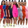 Nya kvinnliga träningsdräkter Summer Jogger Suits Kort ärm T-shirtShorts som kör två-stycken set plus size outfits casual sportkläder svart bokstavssport set 4678