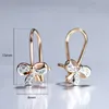 Brincos de queda para meninas Dainty 585 Gold rosa Rosa Butterfly Butterfly Bow Rhinestone CZ pavimentado jóias lge347 lustre