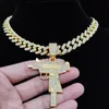 Colliers pendants hommes Femmes Hip Hop Iced Out Bling Uzi Gun Collier avec 13 mm Miami Cuban Chain Hiphop Fashion Charm bijoux 3258688