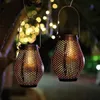 Luz solar levou luz retro oco lanterna jardim jardim decoração lâmpada - cobre