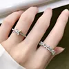 Real 925 Sterling Silver White Gold Plated 2021 Unique Design Austrian CZ Paved Fashion Women Ring Wedding Jewelry