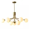 Nordic Wisiorek Lampy Oddział Szkło Bubble Shade Lighting Chandelier Nowoczesny salon Lampa sypialnia Romantyczne złote wiszące światła Oprawa LED