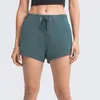 2023 Yoga snabbtorkade andningsbara sport shorts l-153 kvinnor träning fitness kvinnlig löpande gym leggings atletiska spandex pantsu0df