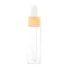 5/10/15/20ml Bottiglia dispenser con contagocce in vetro Bottiglie di olio essenziale di grano di legno Contenitori cosmetici Bottiglie riutilizzabili vuote