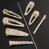 Gold Bling Hair Clips Barrettes Simple Crystal Bobby Pins Clip for women girls fashion jewelry will and sandy