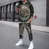 Survêtements pour hommes Trendy Man Must-Have Costume d'automne Viking 3D Pantalon à capuche imprimé 2 pièces Ensemble 2021 Punk Streetwear Mode Vendez comme des gâteaux