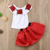 Women's T-Shirt HE Hello Enjoy Girls Clothes Set Embroidery Rose Tops+Skirts Outfits For Baby Girl Suits Children Summer 2021 Kids