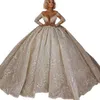 Arabia Princess Saudi Ball Gown Wedding Dress 2022 Off Axel långärmad spetsapplikationer Brudklänningar Crystal Bride Robes de Marie S