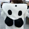 Felpa con cappuccio carina Giacca invernale con orecchio di panda orso carino Giacca con cappuccio da donna con animali Felpa femminile in bianco e nero 210712