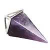 Natuurlijke Crystal Square Cone Shape Chakra Stone Pendulum Charms Rose Quartz Hangers voor Sieraden Accessoires DIY Making Groothandel