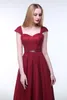 Burgundy A Line Bridesmaid Dresses For Women Floor Length Chiffon Formal Lace Party dress for wedding