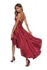 Спагетти ремешок сексуальное красное платье женщин без спинки бандаж женское лето нерегулярное v вырезывание дамы es ashme femme 3341 210512