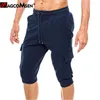 MAGCOMSEN 3/4 pantalones de chándal de verano para hombre, pantalones de chándal con bolsillos grandes, pantalones deportivos informales para gimnasio, ropa deportiva con cordón, pantalones Capris P0811