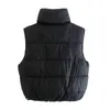 TRAF Za Reversible Black Vest Women Padded Woman Green Sleeveless Jacket Autumn Winter Warm Short Waistcoat 211120