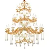 Villa large chandeliers duplex living room long chandelier luxury crystal lamp European big chandelier hotel staircase lamps