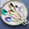 6st Coffee Spoon Scoop Cutery Set Rostfritt stål Retro järn Spade Glass Creative Tea-Spoon Fashion Tableware FY5086