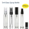 2022 Nya 500pcs x 5ml Mini Refillerbar Prov Parfym Glasflaska Resor Tom Spray Atomizer Flaskor Kosmetisk Förpackningsbehållare