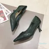 Dress Shoes Patchwork Pointed Toe Shallow Fashion Pumps Dark Green Qualities Thin High Heels Slip On Casual Brief Ol Woman