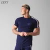 LYFT summer new jogger short sleeve men's wear cotton loose round neck half sleeve thin T-shirt solid color men's top X0602