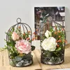 Decorative Flowers & Wreaths Wedding Bird Cage Decoration Home Decor Pographic Props Imitation Flower Ornament Candlestick Metal Birdcage Fl