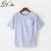 Dames Zomer Casual Tee Shirts Effen Losse Tope Hoge Elastische Katoenen T-shirts Basic Tops S 210430