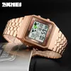 SKMEI TOP Luxe Mode Sport Horloge Mannen Wekker 3Bar Waterdichte Roestvrijstalen Strap Digitale Horloges Reloj Hombre 1338 Q0524