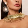 Earrings Necklace Africa Necklaces Jewelry Set Gold Color Metal Big Exaggerated Torque Choker Steampunk Party1112541