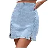 Rokken 2022 dames est denim rok vrouwen mode asymmetrie casual sexy hoge taille verontruste single breasted harajuku vintage