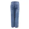 Straight high waist fashion casual retro jean style ripped holes are thin Y2K street trend 's pants 210809