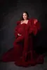 Casual Dresses Burgundy Birdal Tulle Robes Custom Made Any Color Maternity Gowns For Po Shoot Plus Size