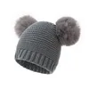 Casquettes chapeaux né bébé enfants filles garçons hiver chaud tricot chapeau boules de fourrure pompon solide mignon beau bonnet cadeaux 3834323