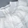 Alta Qualidade Manga Curta Branca Retalhamento Relógios Mulheres Férias e Praia Estilo Mini Vestido 210319