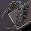 KMVEXO Baroque Black Wedding Tiara Headband Rhinestones Bridal Accessories Vintage Crowns Bride Diadem Pageant Hair Jewelry