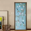 Stile cinese Fiore Uccello Murale Impermeabile Autoadesiva Porta Adesivo Carta da parati in vinile per soggiorno Camera da letto Decorazione porta 210317