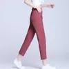 2021ファッション鉛筆パンツ女性春夏ハイウエストポケット足首長さ原宿パンツカジュアルエラスティックウエスト女性ズボンQ0801