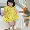 Été filles robe dentelle couture à manches courtes douce princesse Style coréen bébé enfants vêtements pour enfants pour les filles 210625